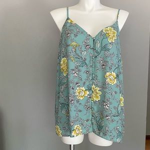 Loft Plus Floral Covered Button Strappy Cami